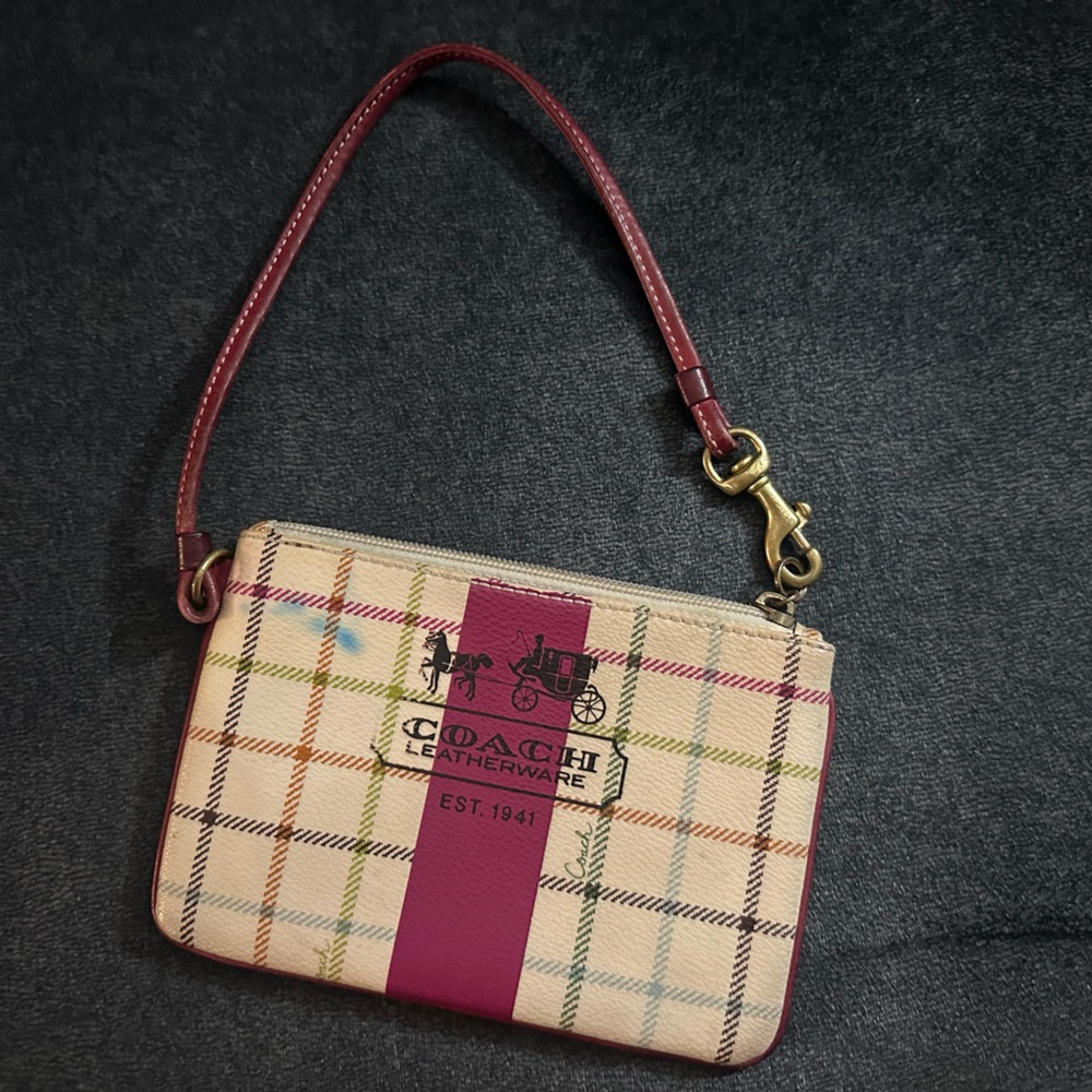 Vintage Coach Heritage Tattersall mini wristlet